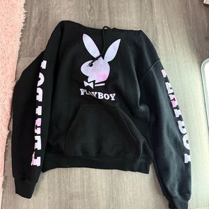 PLAYBOY Black Hoodie with White Logo
